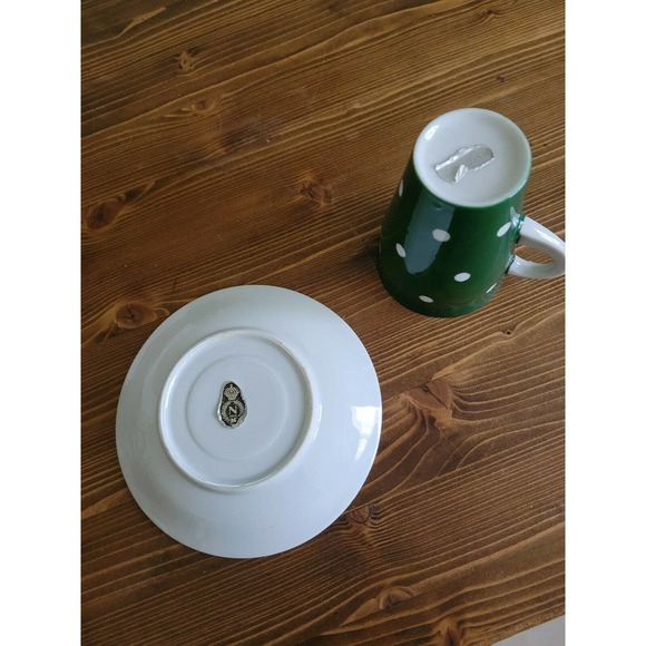 vintage NASCO cup and saucer polka dot green - Picture 4 of 5
